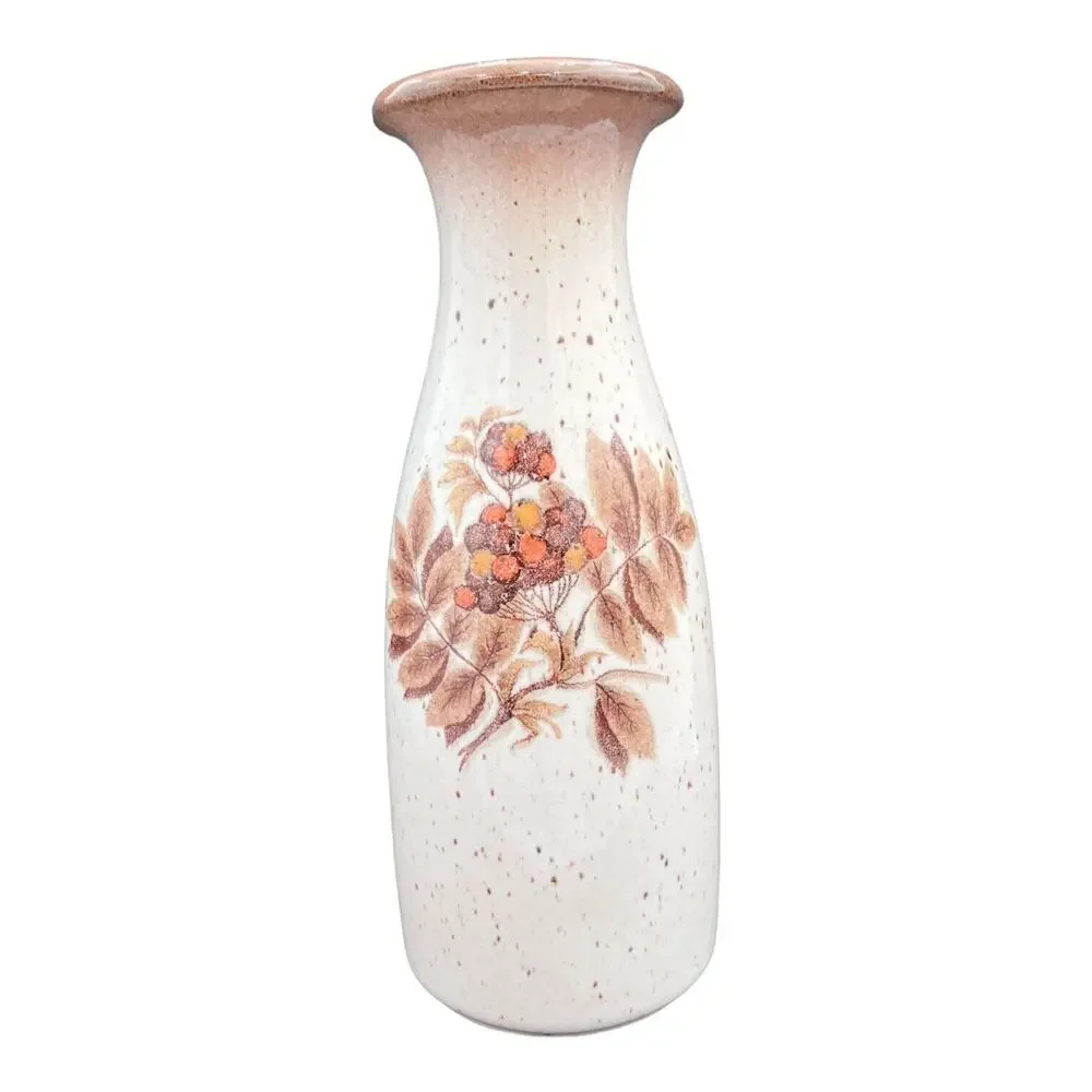 Vintage‎ Scheurich Keramik West Germany 295-26 Vase Cream Brown Leaves & Berries